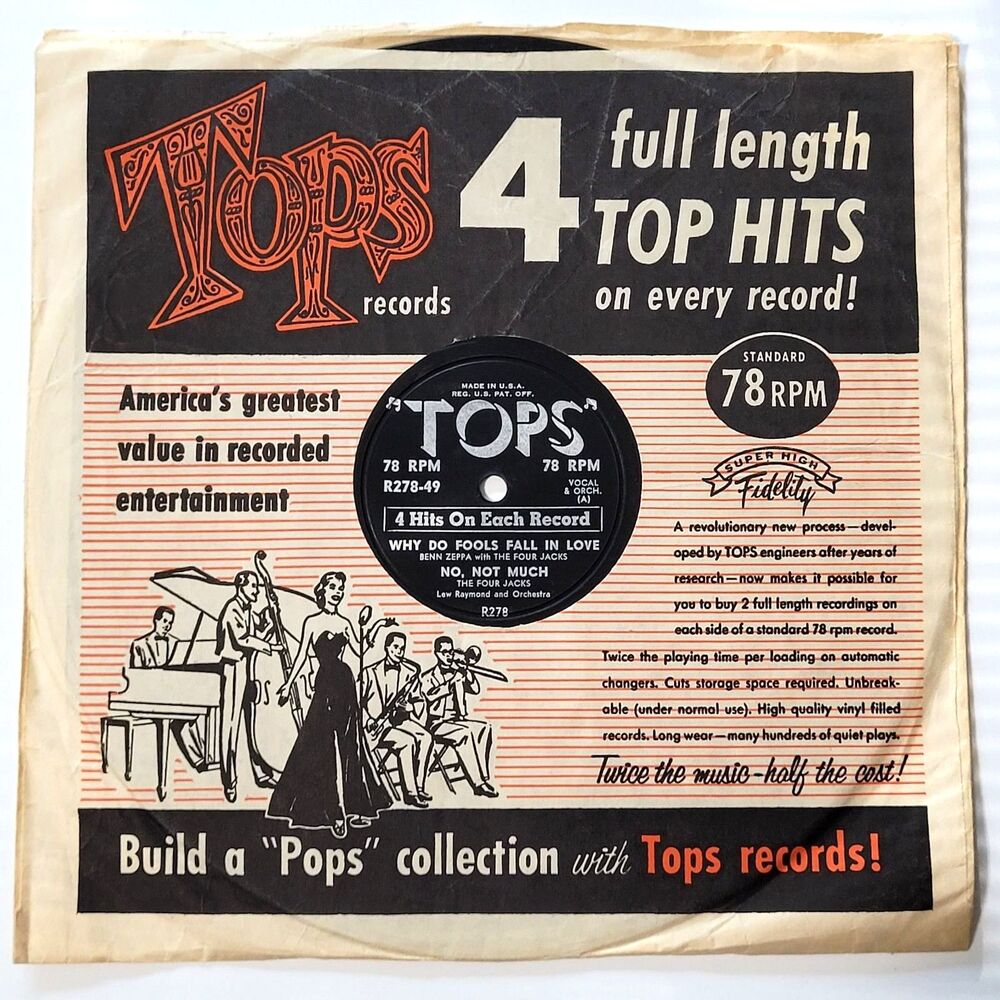 The Four Jacks 78 RPM "Why Do Fools Fall In Love" Tops E- 1950s Pop